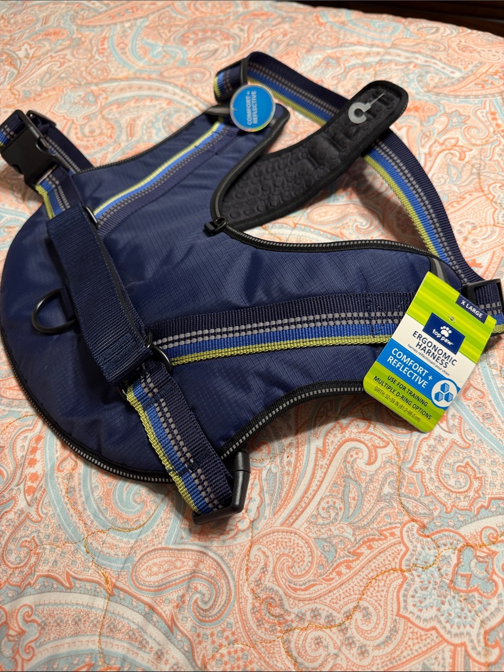 Top Paw Comfort Reflective Ergonomic Dog Harness - Navy Blue